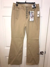 REWASH High Rise Flare Leg Khaki Pants, Size 15 Stretch Button Front