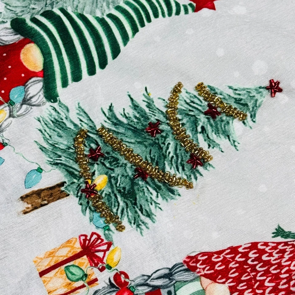 Cynthia Rowley Christmas Gnomes with Beaded Accents 72in Holiday Table Runner - Image 2 of 2