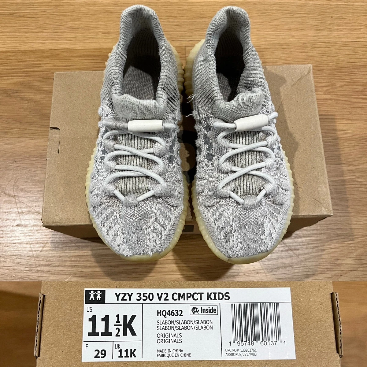 Adidas Yeezy 350 V2 CMPCT Slate Bone Kids Size 11.5 HQ4632 eBay