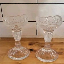 Pair of Oneida Crystal Candlestick Southern Rose Garden Pattern