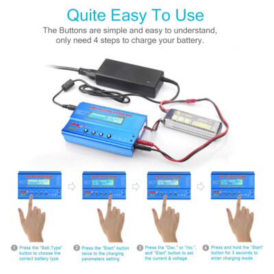 EMEPOVGY B6 Balance Lipo Cargador de batería 80W 6A Pantalla LCD Cargadores de batería RC Descargador para batería LiPo/Li-Ion/Life (1-6S) NiMH/NiCd (1-15S) / PB(2-20V) con fuente de alimentación AC