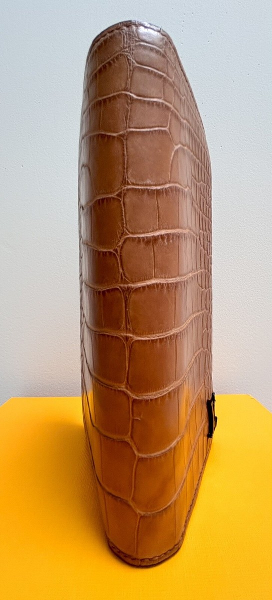 Auth Louis Vuitton Brazza Alligator Long Wallet Brown Exotic