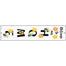 Bee Welcome Home Vertical 4"x18" metal street sign plaque Home Door Garage Wall