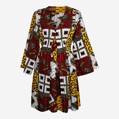 Eje African Print Women's Wide Sleeve Midi Dress Size L | eBay