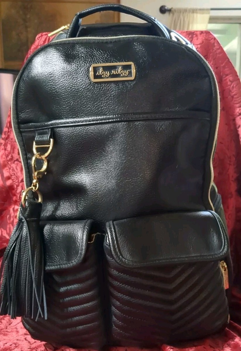Itzy Ritzy Black Backpack with Gold Hardware Itzy Ritzy Mini Backpack Diaper Bag - Black main image 4