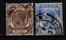 Straits Settlements 1936 1937 King George V 5c, 12c  SG263, 267 Used