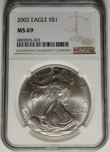 2002 NGC MS-69 AMERICAN SILVER EAGLE - LM19