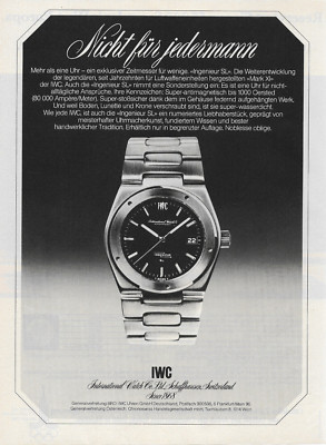 IWC Ingenieur 1978 Uhr - Vintage Werbung Ad Anzeige Reklame yellowed_vintageads