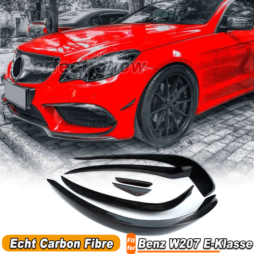 Per Mercedes W207 E350 E400 Carbon Splitter Flaps Front Canards Spoiler Labbro  - Foto 1 di 11