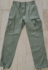 Men's S Green Army Khaki Cargo Pants W/ Drawstring Legs. 100 Cotton