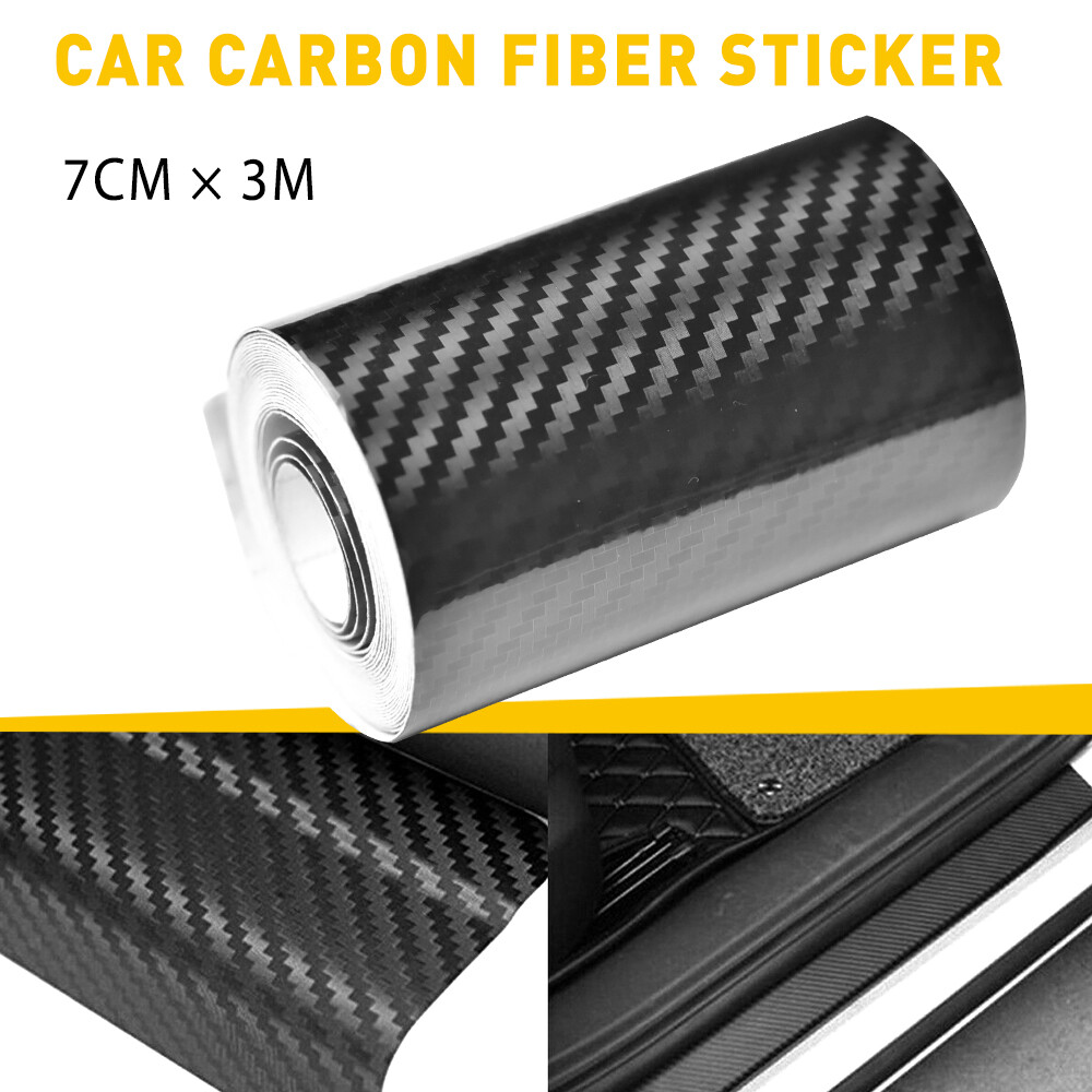 7CM*3M 5D Pattern Fiber Carbon Anti Scratch Car Stickers Sill Door Plate Bumper