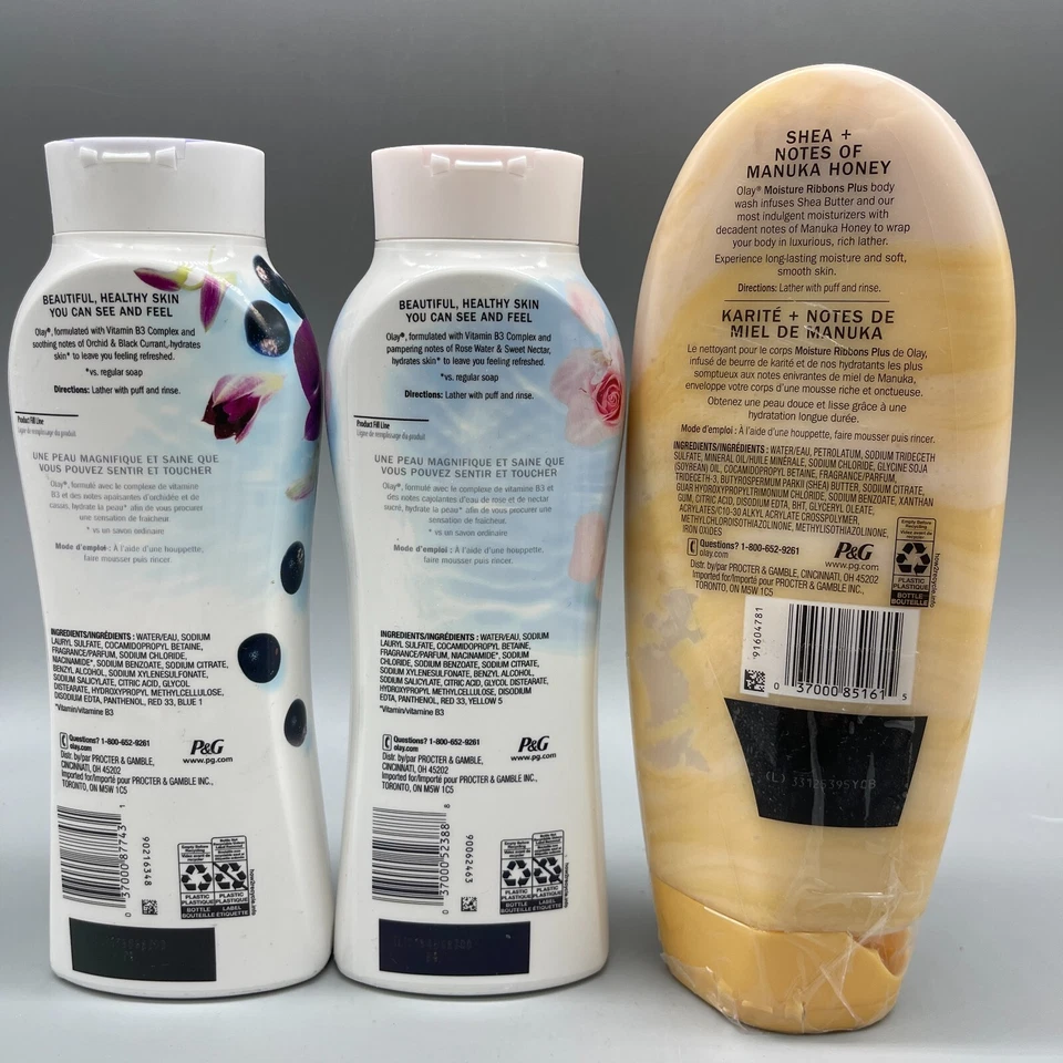 Jabón corporal 3 PK Olay Moisture Ribbons Plus Karité y Miel de Manuka + Fresh Outlast Foto 2 de 3