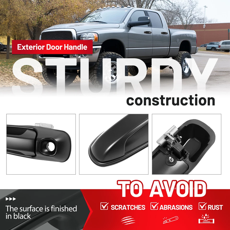 Exterior Door Handle Set For DODGE RAM 1500 2002-2011 Front and Rear 4PCs - Image 3 of 4