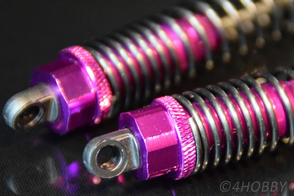 2 Öl-Stoßdämpfer Alu Lila 1:10 RC CNC Öldruck Monstertruck Dämpfer 96mm 106004 - Bild 2 von 3