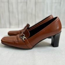 COACH Brown Italian Leather Deborah 3  Heel S...