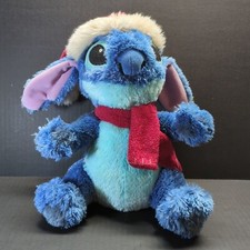 Disney Store Lilo Stitch Alien Plush Christmas Santa Hat Scarf Stuffed Animal