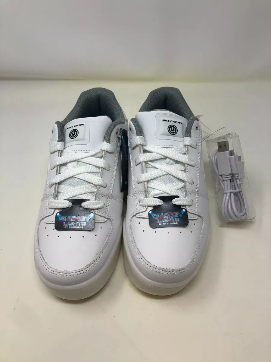 Skechers Kids Boys Energy 90601 Lights Elate Sneaker White Size 5