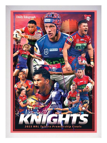 Framed 2023 Newcastle Knights NRL Poster - Kalyn Ponga - 62cm x 44.5cm x 3cm - Picture 2 of 4