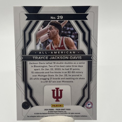 Trayce Jackson-Davis All American Insert 2024 Panini Draft Picks no 29 - Picture 3 of 3