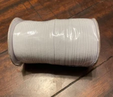 White Flat Elastic Band Cord Braided Stretch Strap Sewing 1/4", 40 yards