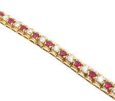 ROSS SIMON 925 Silver  Red & White Topaz Gold Plated Chain Bracelet  BT5885