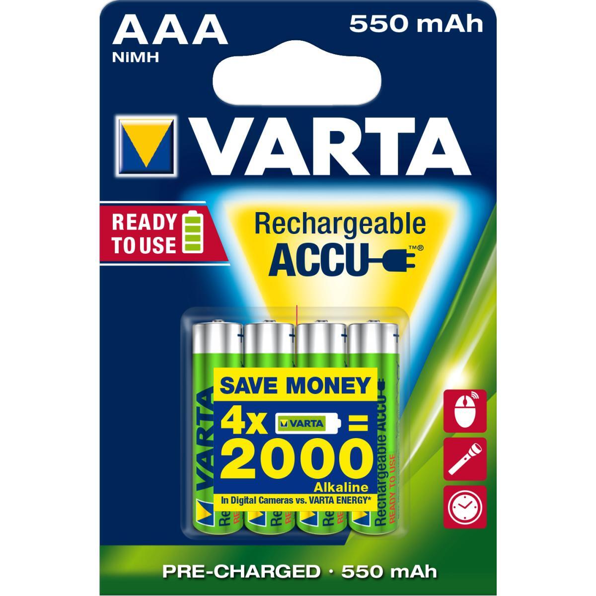 Thumbnail - Recharge Accu Power Aaa, 4er Blister Varta 56743 Mic Micro 550mah