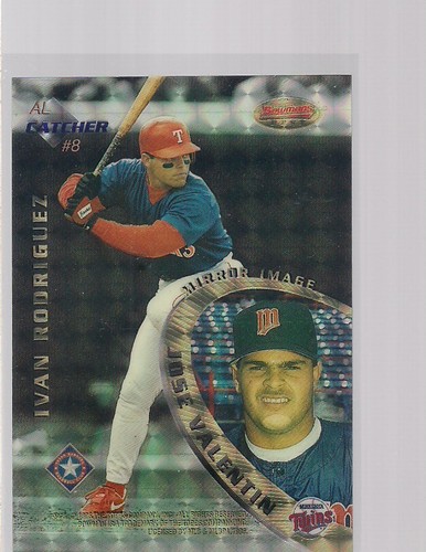 MIKE PIAZZA IVAN RODRIGUEZ MIRROR IMAGE ATOMIC REFRACTOR 1996 BOWMANS BEST - Picture 2 of 2