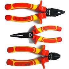 Insulated Plier Set. Pro VDE Combination Long Nose Pliers & Diagonal Cutter Set