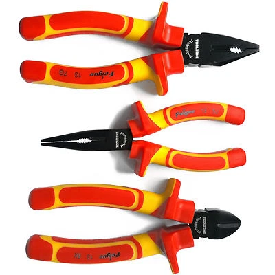 Insulated Plier Set. Pro VDE Combination Long Nose Pliers & Diagonal Cutter Set
