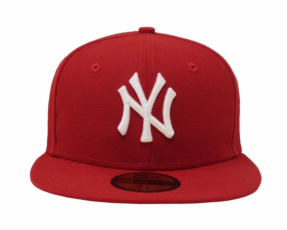 【US限定】NEW ERA 59FIFTY New York Yankees Scarlet Red New Era 59Fifty Men Women Cap Basic New York Yankees Scarlet