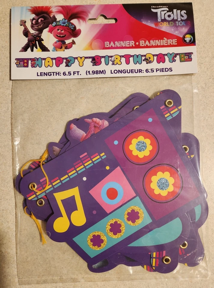 Juego de fiesta de cumpleaños Trolls banner mesa centros de mesa decoraciones de techo #40123 Foto 2 de 4