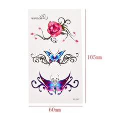 Flash Once Temporary Adhesive Tattoo Rose Butterfly Gift Party Vacation