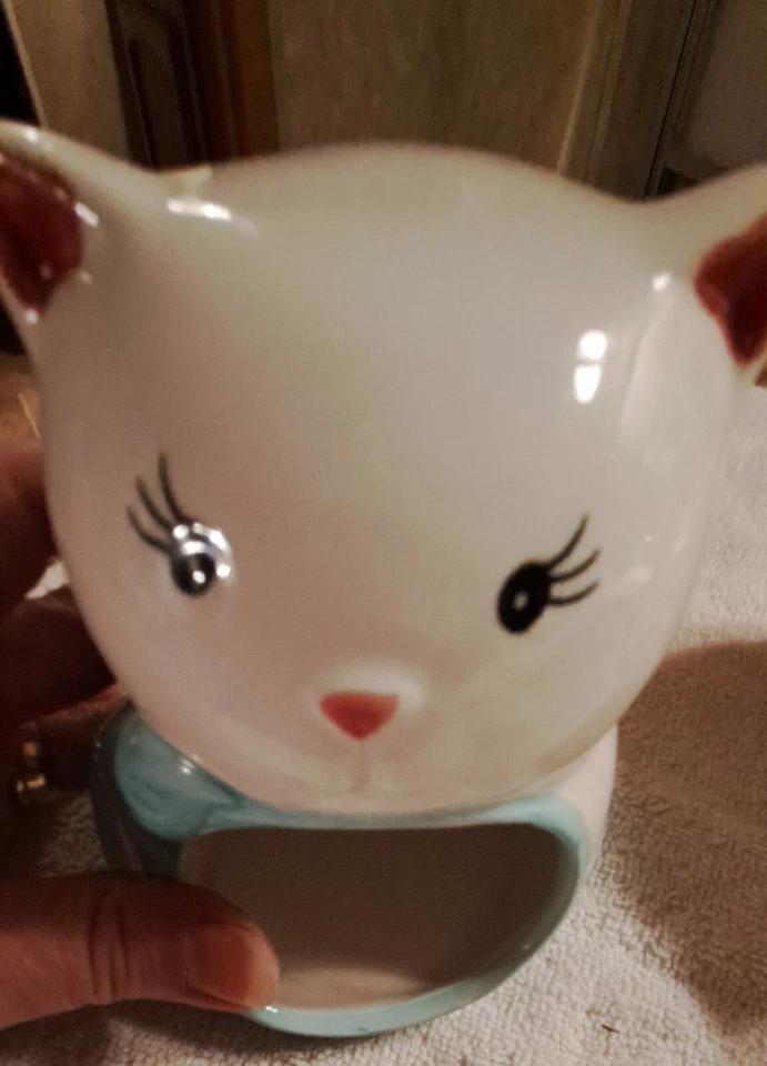 Soporte de esponja retro vintage Sweet Cat cocina blanco con azules  Foto 3 de 4