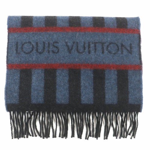 LOUIS VUITTON Echarpe Balloon Stripes Wool Angora Scarf M75365 Navy Gray UK - Picture 4 of 8
