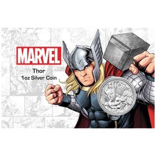 2018 - $1 Thor™ Marvel Series Tuvalu 1 oz .9999 Silver BU Coin on Card IN STOCK!