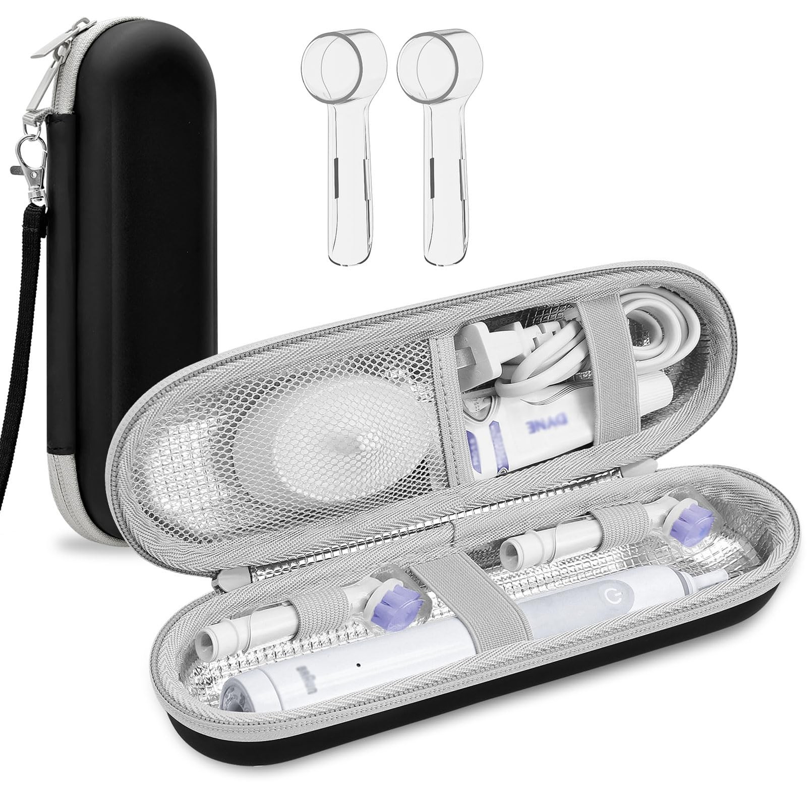 Electric Toothbrush Travel Case for Oral-B w/ 2 Brush Caps, 