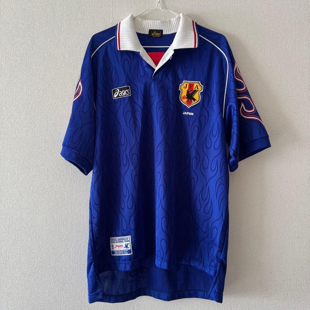 日本代表 1998 正規品 ユニフォーム Oサイズ ヴィンテージ レア Japan National Team 1998 World Cup Asics Flame Jersey #9 Nakayama