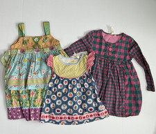 Matilda Jane Girls Dress Lot of 3 Size 4 Mixed Prints Apples Plaid Boho Tiered