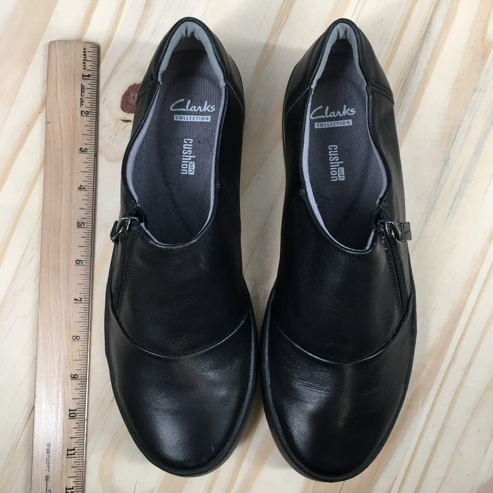 Clarks Zapatos Mujer 9 M Mocasines Cremalleras Cómodos Cuero Negro Informal Planos Foto 3 de 4