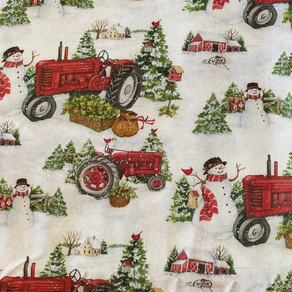 Tela de tractor muñeco de nieve Susan Winget acolchado algodón 33x44 Foto 4 de 4