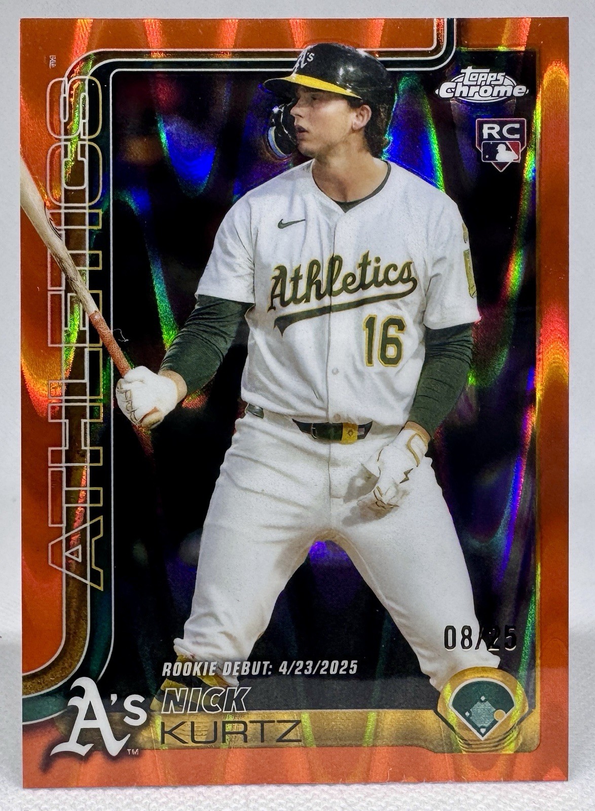 Nick Kurtz Rookie Debut RC 2025 Topps Chrome Update Orange Raywave Refractor /25