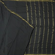 Vintage Black Sarees 100 Pure Mysore Crepe Silk Zari Woven Sari 5YD Soft Fabric