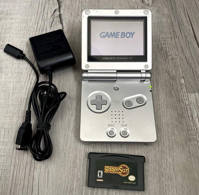 Nintendo Game Boy Advance Console Silver With Charger Golden Sun Bundle Tested