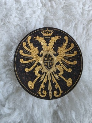 Demascene Double Headed Eagle Vintage Gold and Black Emblem Mini Coaster.