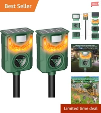 Advanced Ultrasonic Solar Animal Repellent - Adjustable Modes for Maximum Effect