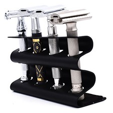 Double Edge Razor Stand Solid Brass with Finish Holds 4 Razors Black