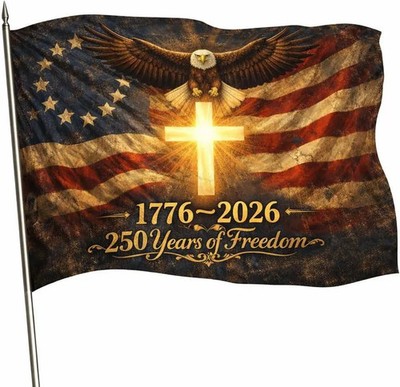250th Anniversary USA Flag   We the People, 1776-2026 Patriotic Eagle Cross