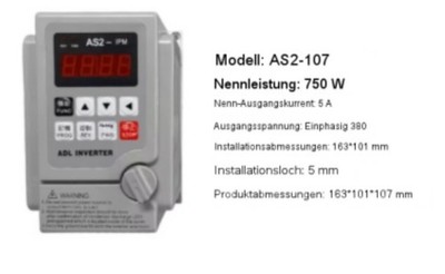 Frequenzumrichter AS2-107/AS2-IPM 0,75 2,2 kW 220 VEinphasen-Motordrehzahlregler