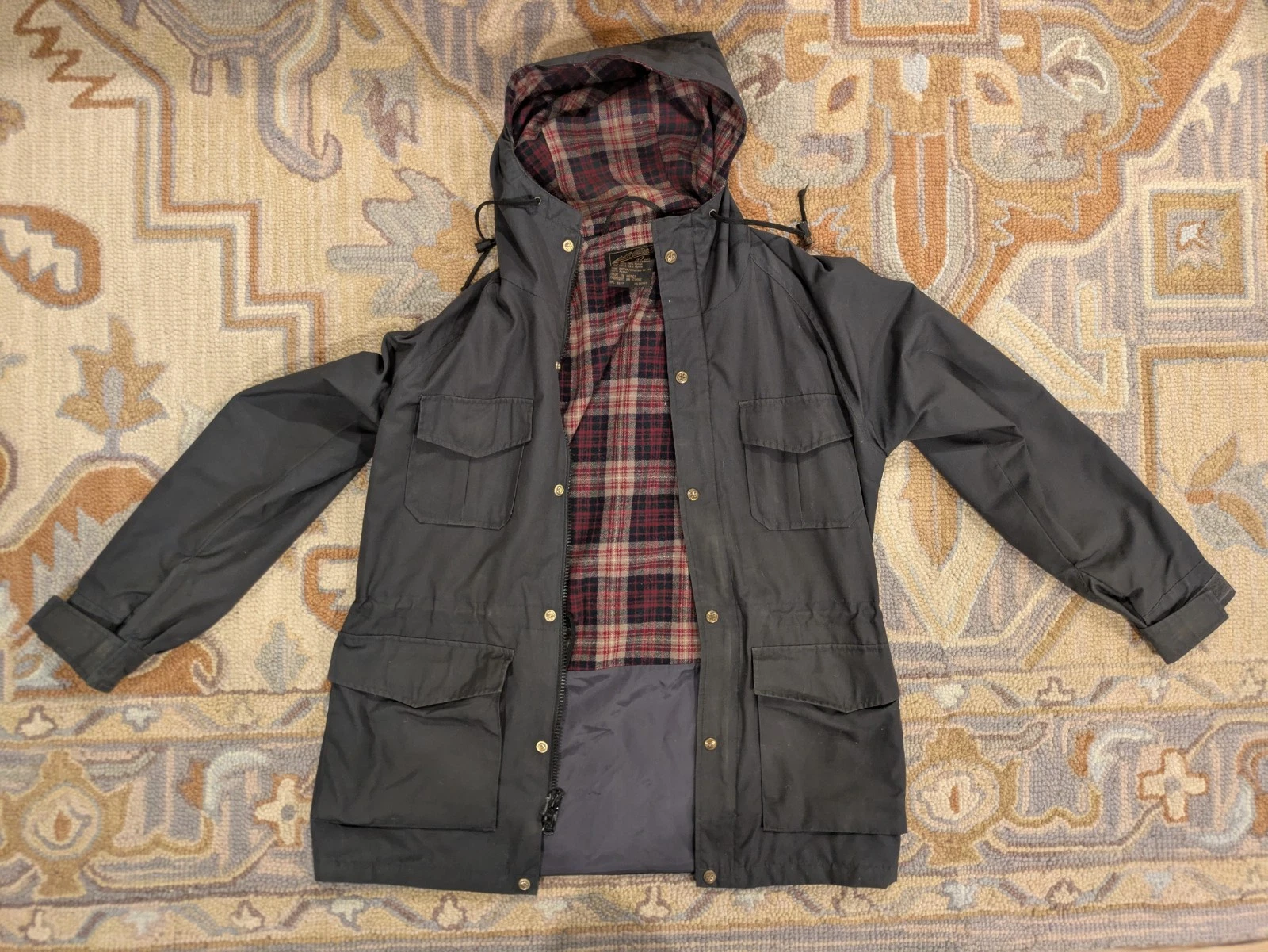 Vintage Eddie Bauer Hooded Jacket Flannel Inside