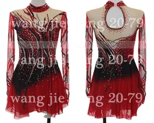 New  Ice Figure Skating Dress Figure Skating Dress For Competition red dyeing